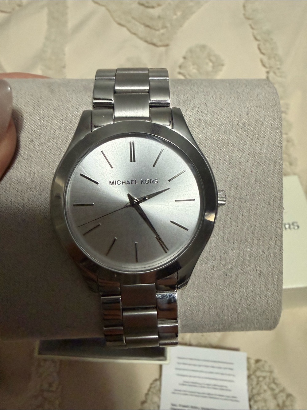 Brand new, never worn Michael Kors Silver Tone Minimalist Bracelet Watch